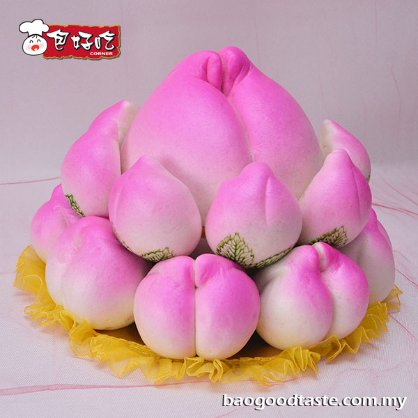 庆生寿桃拼盘 (三层) B4 Three-Layer Birthday Peach Shaped Steamed Buns