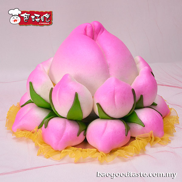 庆生寿桃拼盘（三层）B Three-Layer Birthday Peach Shaped Steamed Buns